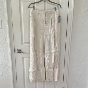 Anthropologie Cream Wide-Leg Pants